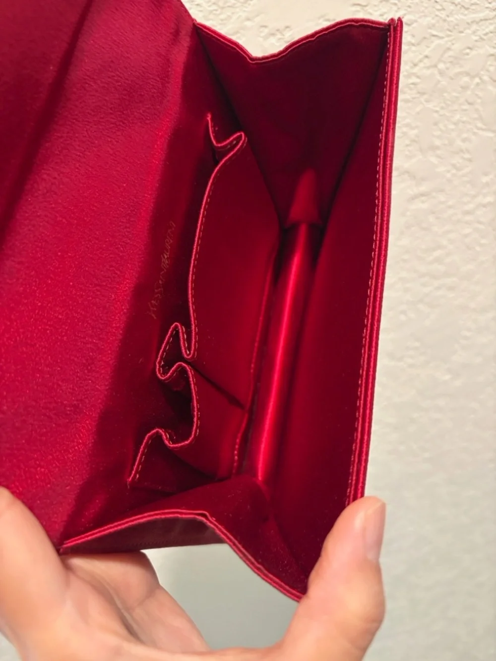 Yves Saint Laurent Red Satin Bow Clutch with Crystal Accent